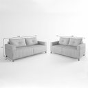 Ver imagem 3 de Conjunto Sofá 3 e 2 Lugares Linho Aveludado Fixo Moderno Bege Sienna