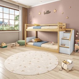 Beliche Infantil Montessoriana com Escada,janela,grade Proteção,escorregador, Grade X Garden com LED Casatema - 15