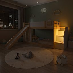 Beliche Infantil Montessoriana com Escada,janela,grade Proteção,escorregador, Grade X Garden com LED Casatema - 2