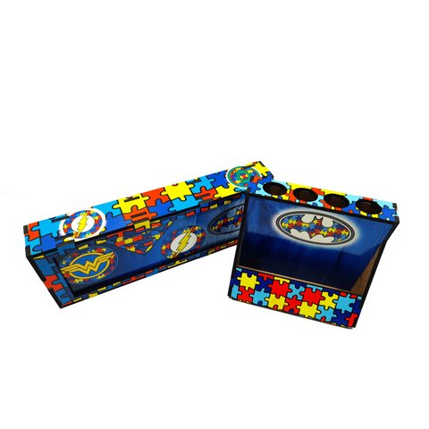 Kit escolar Estojo e Porta Caneta Personalizado para Autistas - Coleção TEA & Amor