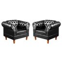 Ver imagem 2 de Conjunto 2 Poltronas Chesterfield Dom Pedro Decoração Sala Recepção Retrô Preto