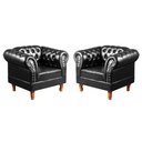 Ver imagem 2 de Conjunto 2 Poltronas Chesterfield Dom Pedro Decoração Sala Recepção Retrô Preto