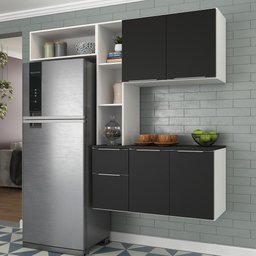 Cozinha Compacta com Armário e Balcão Mp2005 Sofia Multimóveis Branca/Preta - 1