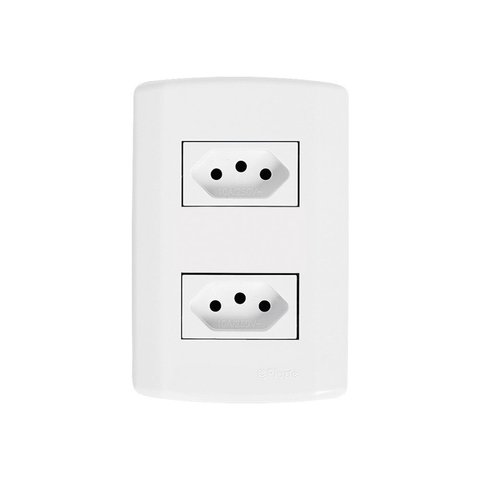 Conjunto com 2 Tomadas 2p+t 20a 250v, Modular, com Placa 4x2 e Suporte