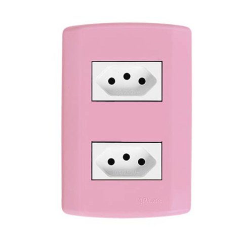 Conjunto com 2 Tomadas 2P+T 20A 250V, Modular, com Placa 4x2 e Suporte Branco