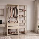 Ver imagem 1 de Guarda-Roupa Closet Modulado Siena 132cm 2 Gavetas Cabideiro e 7 Prateleiras Yescasa Móveis Off White Bege