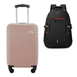 Kit Mala de Bordo Viagem 10kg Rodas 360º Rígida Abs Cadeado Segredo Gladiador A7mb com Mochila Execu - 1