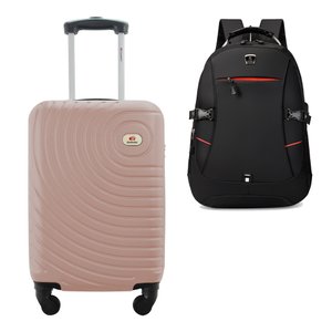 Kit Mala de Bordo Viagem 10kg Rodas 360º Rígida Abs Cadeado Segredo Gladiador A7mb com Mochila Execu