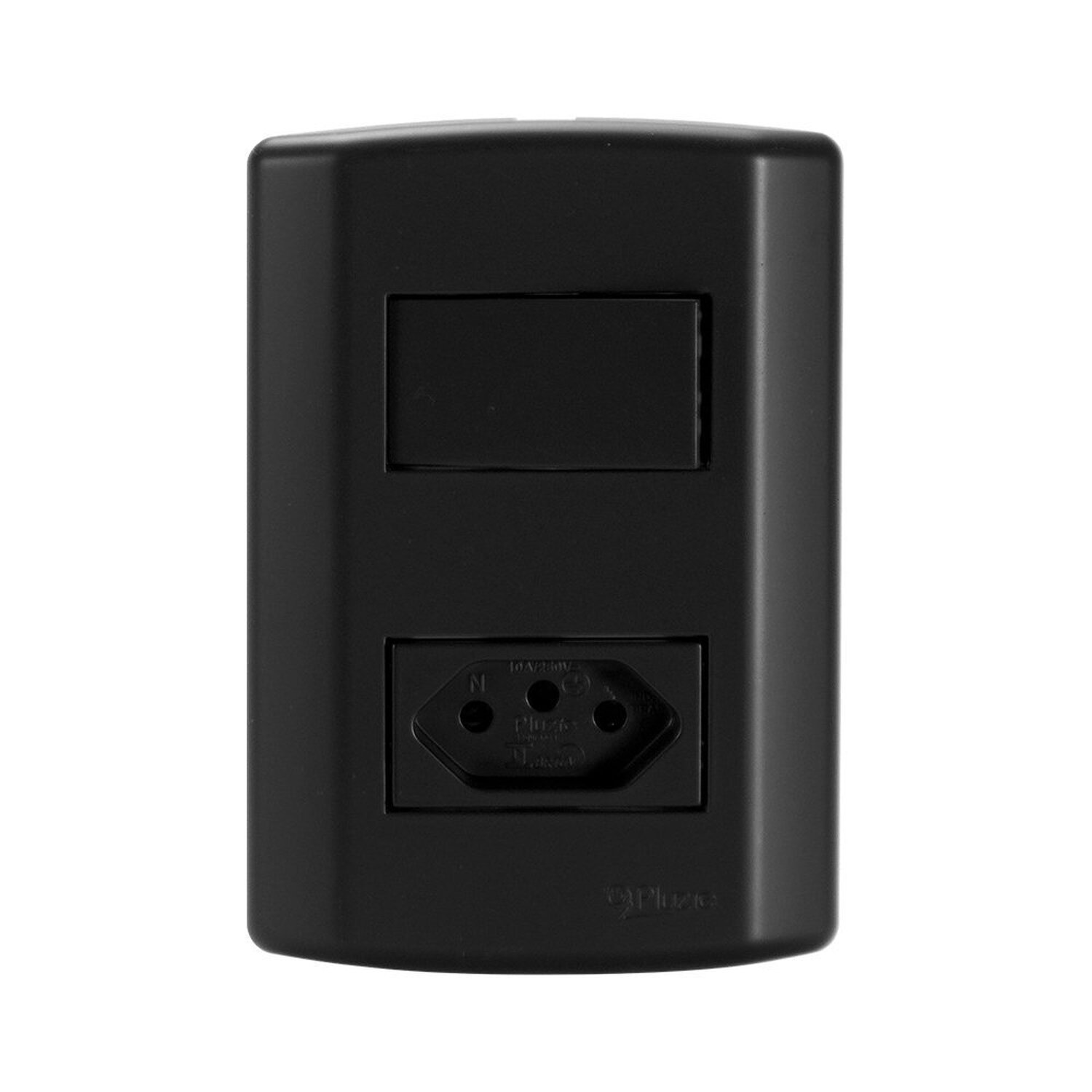 Interruptor de 1 Tecla Simples e Tomada 2p+t 20a , Modular, com Placa 4x2 e Suporte - 1
