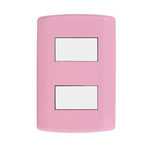 Interruptor de 2 Teclas Simples, Modular, com Placa 4x2 e Suporte Rosa/Branco