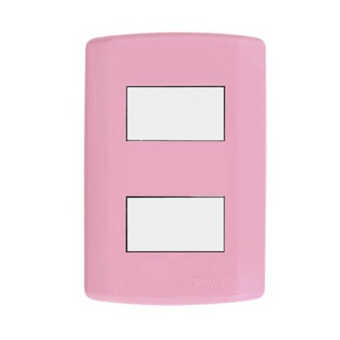 Interruptor de 2 Teclas Simples, Modular, com Placa 4x2 e Suporte Rosa/Branco