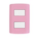 Ver imagem 1 de Interruptor de 2 Teclas Simples, Modular, com Placa 4x2 e Suporte Rosa/Branco