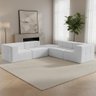Sofá 5 Lugares Canto para Sala Living Modular com Puff Lancaster F04 Bouclê Branco - Lyam Decor - 2