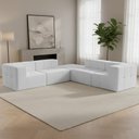 Ver imagem 2 de Sofá 5 Lugares Canto para Sala Living Modular com Puff Lancaster F04 Bouclê Branco - Lyam Decor