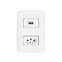 Ver imagem 1 de Conjunto com 1 Tomada Usb + 1 Tomada 2p+t 20a 250v, Modular, com Placa 4x2 e Suporte
