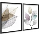 Ver imagem 1 de Kit 2 Quadros Modernos Folhas Transparentes 24x18cm - com Vidro:moldura Preta