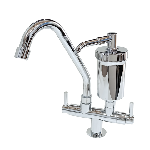 Torneira Bancada C/ Filtro Base Cromada Tubo J Inox