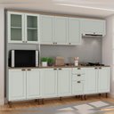 Ver imagem 1 de Cozinha Modulada Cristal Clássica 280 Cm Conjunto Provençal Cor:mint com Ébano