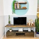 Ver imagem 3 de Rack de Tv Industrial de Ferro e Madeira Style Square 2 Nichos de Gaveta e 1 Nicho Tabaco e Branco