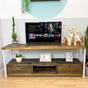 Ver imagem 1 de Rack de Tv Industrial de Ferro e Madeira Style Square 2 Nichos de Gaveta e 1 Nicho Tabaco e Branco
