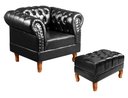 Ver imagem 2 de Poltrona com Puff Decorativo Chesterfield Capitonê Dom Pedro Preto
