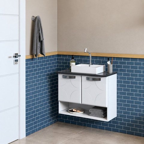Balcão Gabinete para Banheiro em Aço Rubi 2 Portas Branco