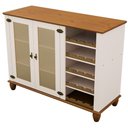 Ver imagem 2 de Aparador Buffet para Sala de Jantar com Adega 2 Portas Vidro 135cm Alegra S05 Off White Nogueira -