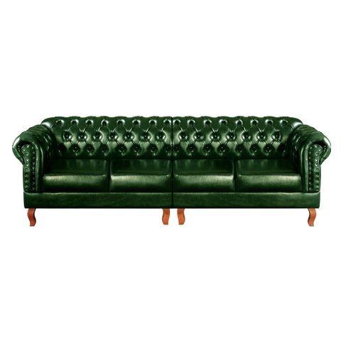 Sofá Dom Pedro Chesterfield Modulado 4 Lugares 2 Poltronas Decoração Sara Recepção Verde