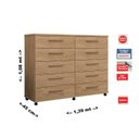 Ver imagem 5 de Cômoda Amsterdã 10 Gavetas Amendoa com Rodízios