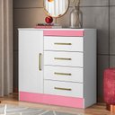 Ver imagem 1 de Cômoda 4 Gavetas Montevidéu Branco/Rosa