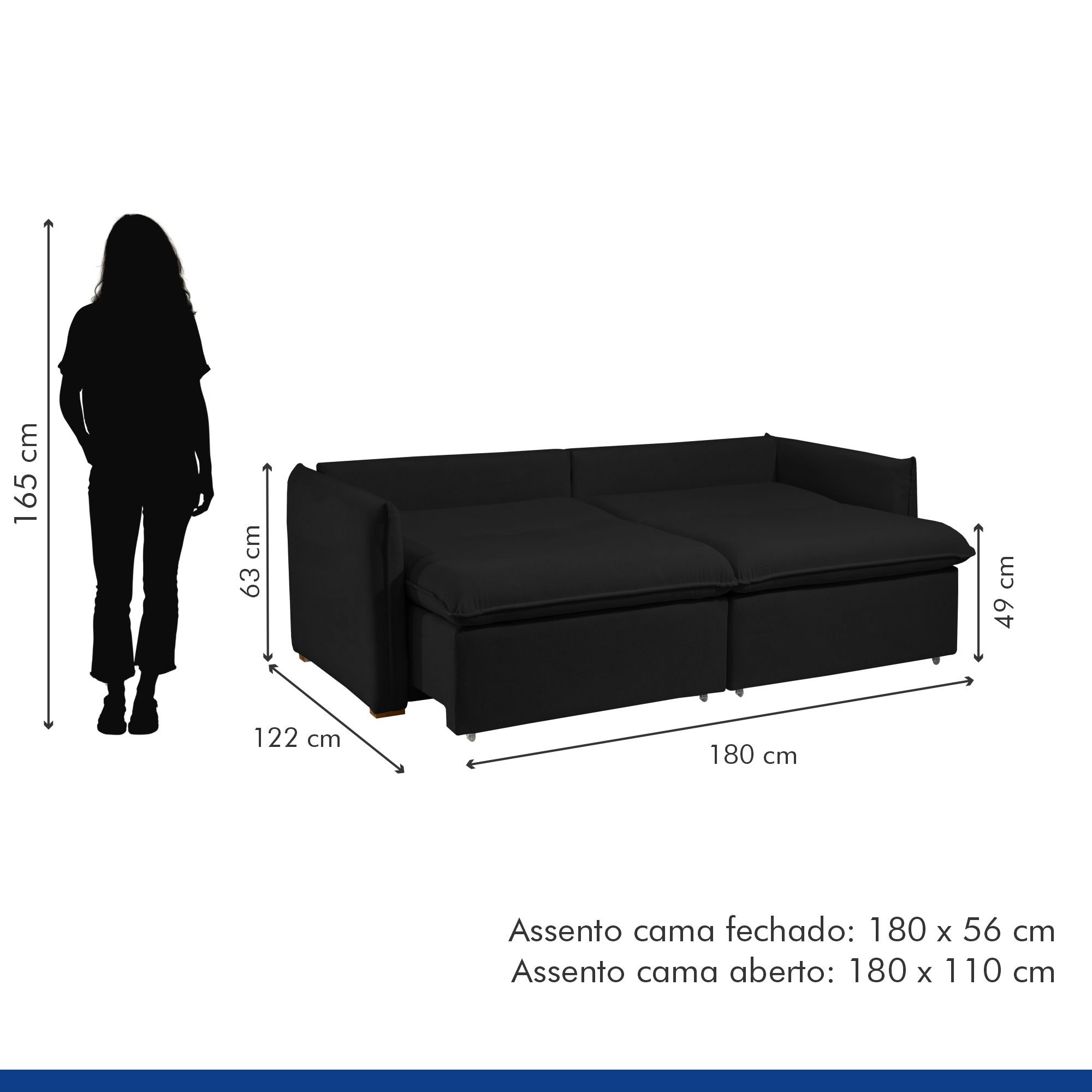 Sofá Cama Retrátil e Reclinável Aurora - 11