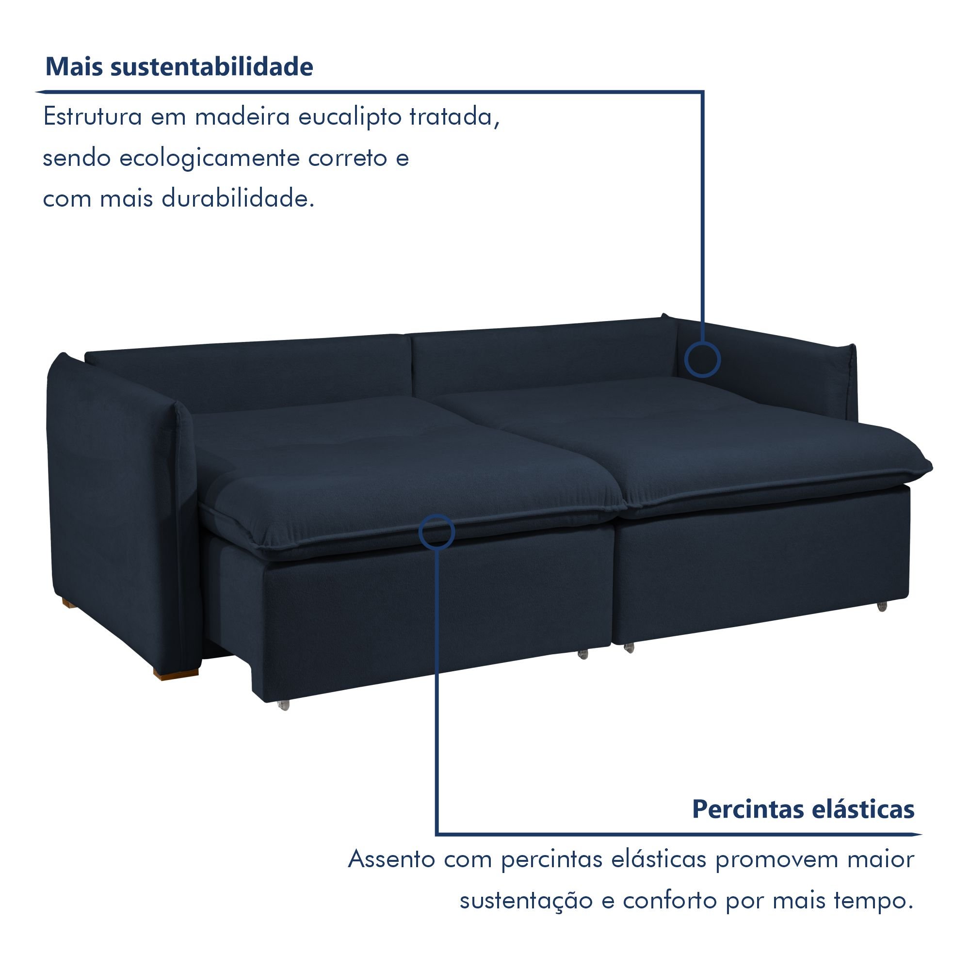 Sofá Cama Retrátil e Reclinável Aurora Veludo - 5