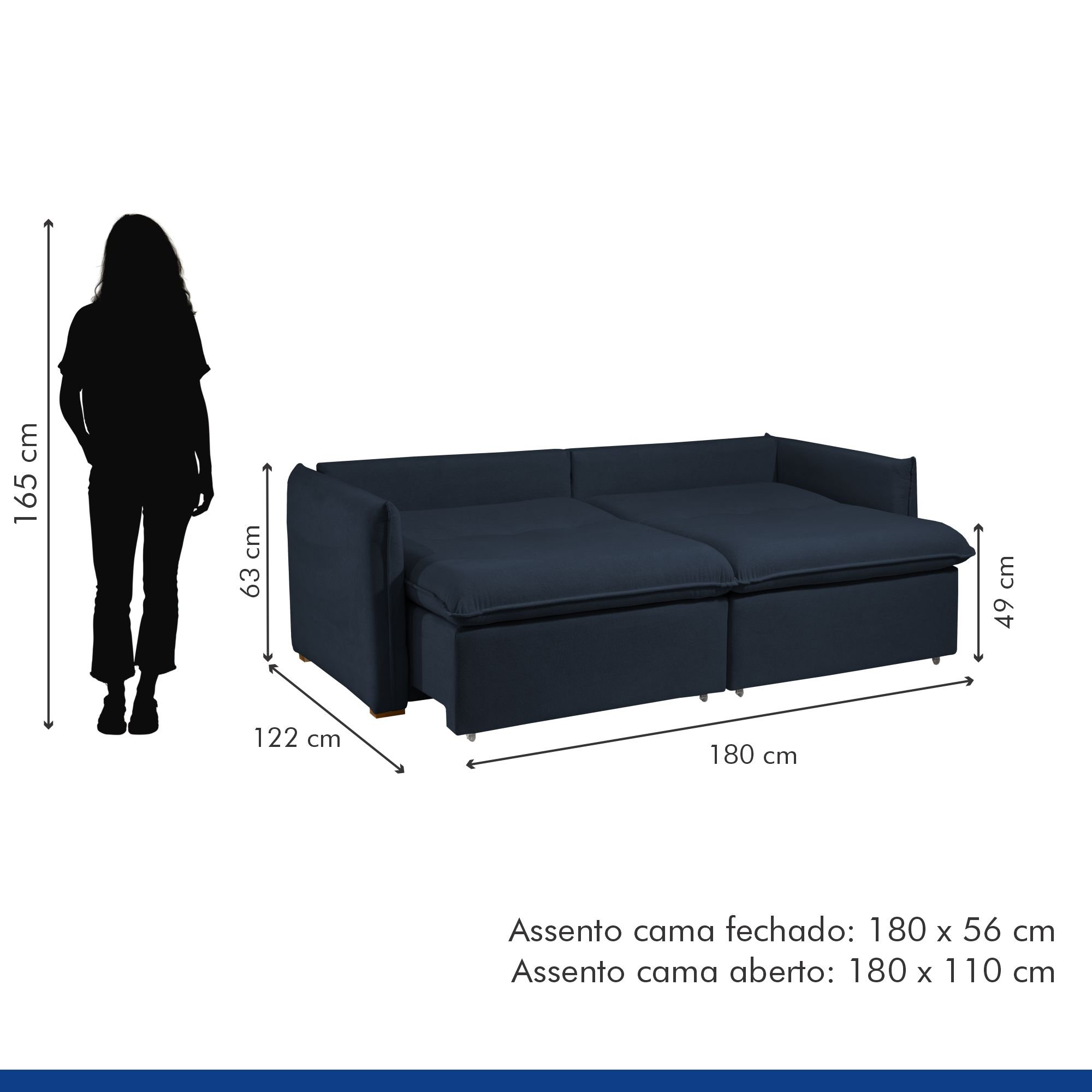 Sofá Cama Retrátil e Reclinável Aurora Veludo - 11