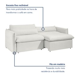 Sofá Cama Retrátil e Reclinável Aurora Boucle  - 3