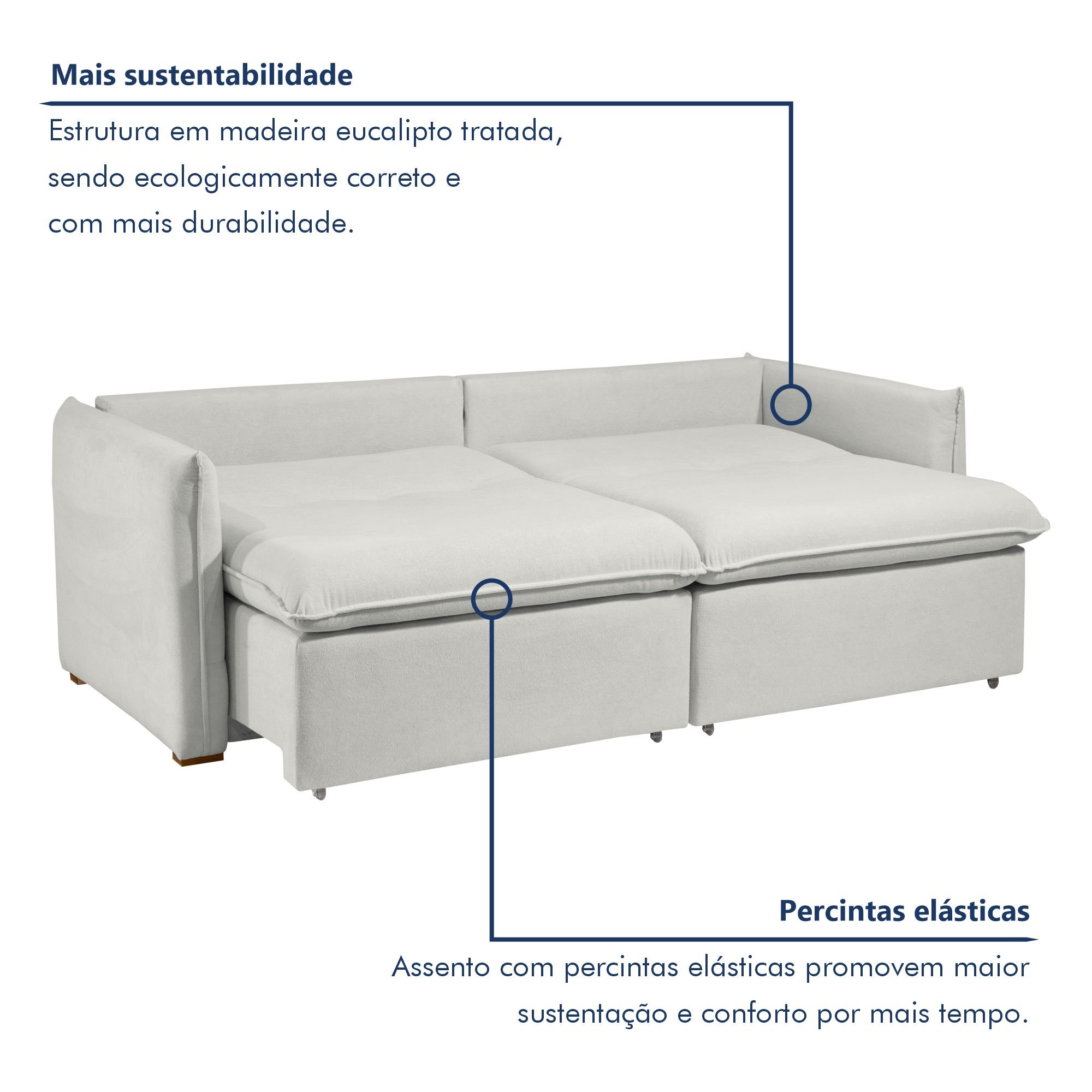 Sofá Cama Retrátil e Reclinável Aurora Boucle  - 5