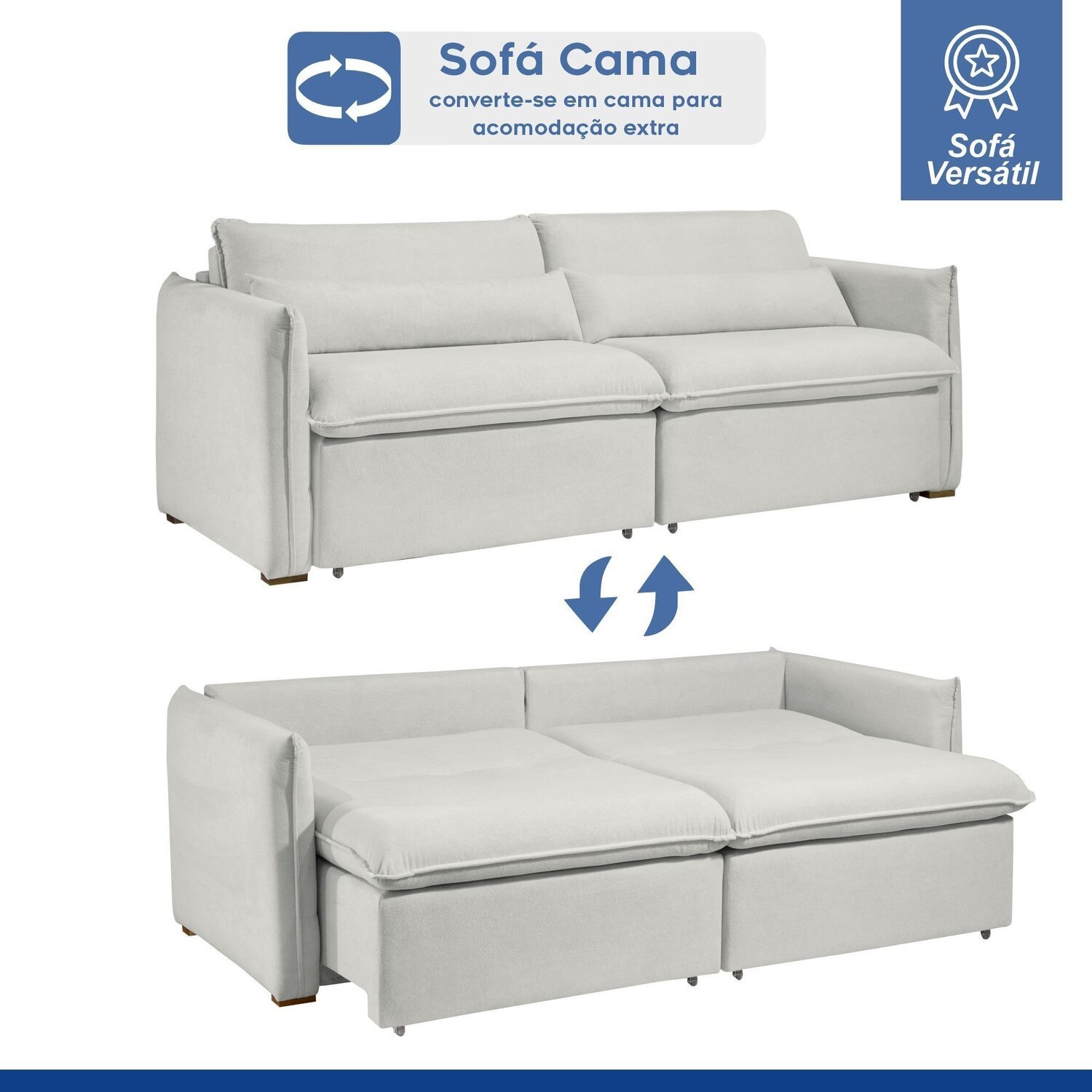 Sofá Cama Retrátil e Reclinável Aurora - 10