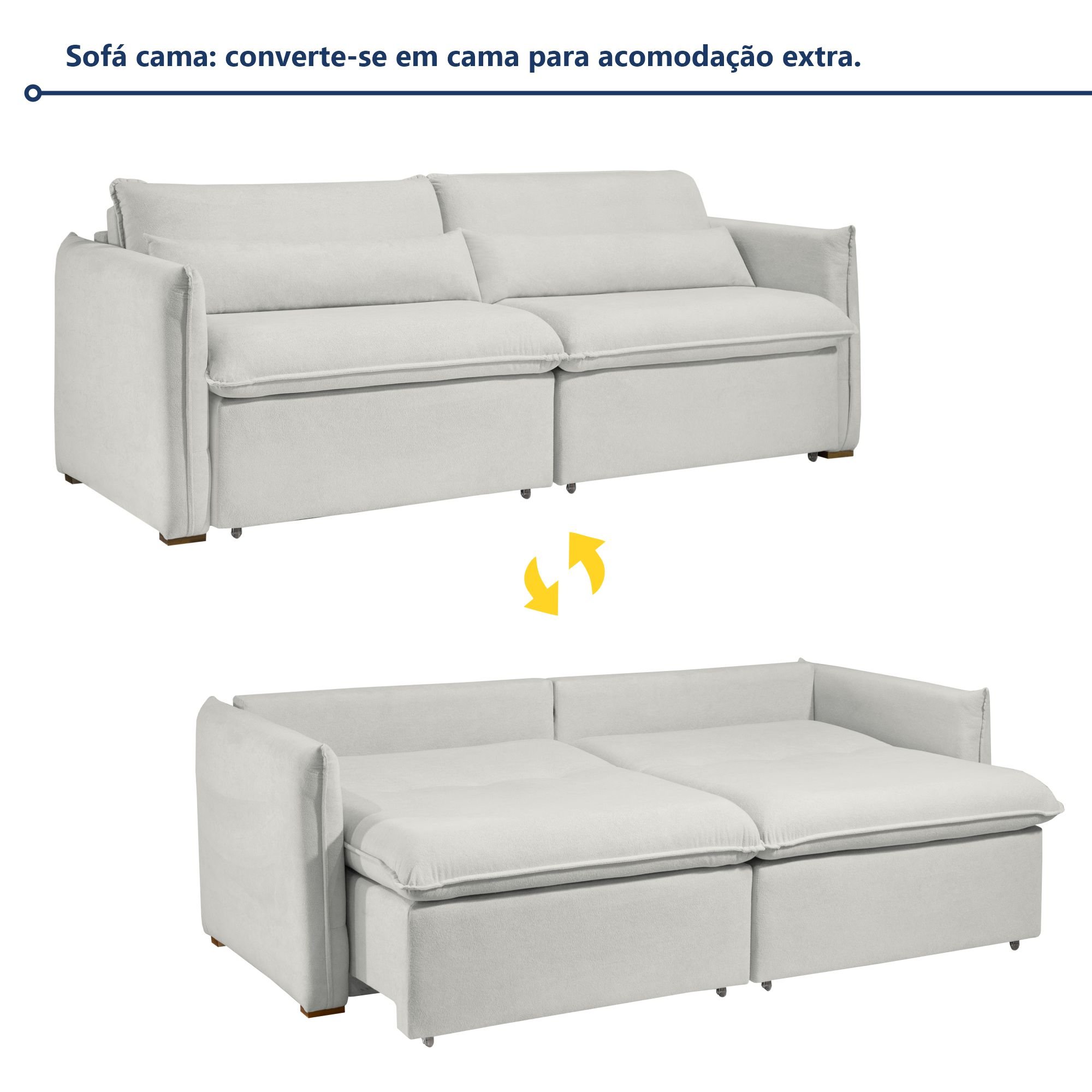 Sofá Cama Retrátil e Reclinável Aurora Boucle  - 2