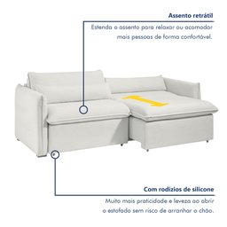 Sofá Cama Retrátil e Reclinável Aurora Boucle  - 4