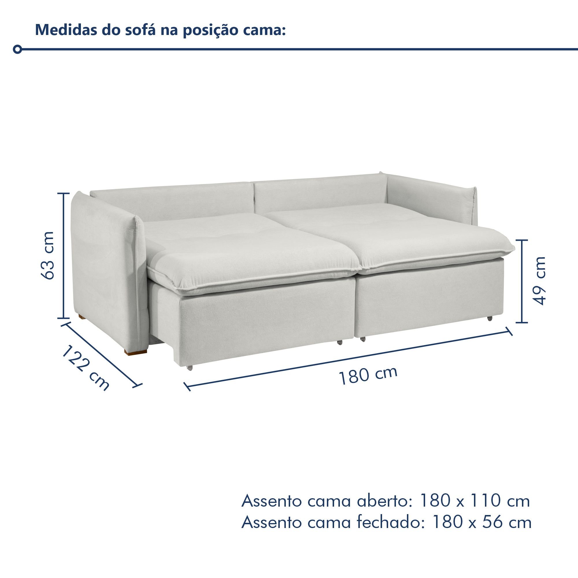 Sofá Cama Retrátil e Reclinável Aurora Boucle  - 10