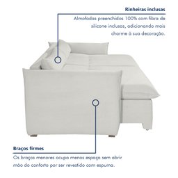 Sofá Cama Retrátil e Reclinável Aurora Boucle  - 6