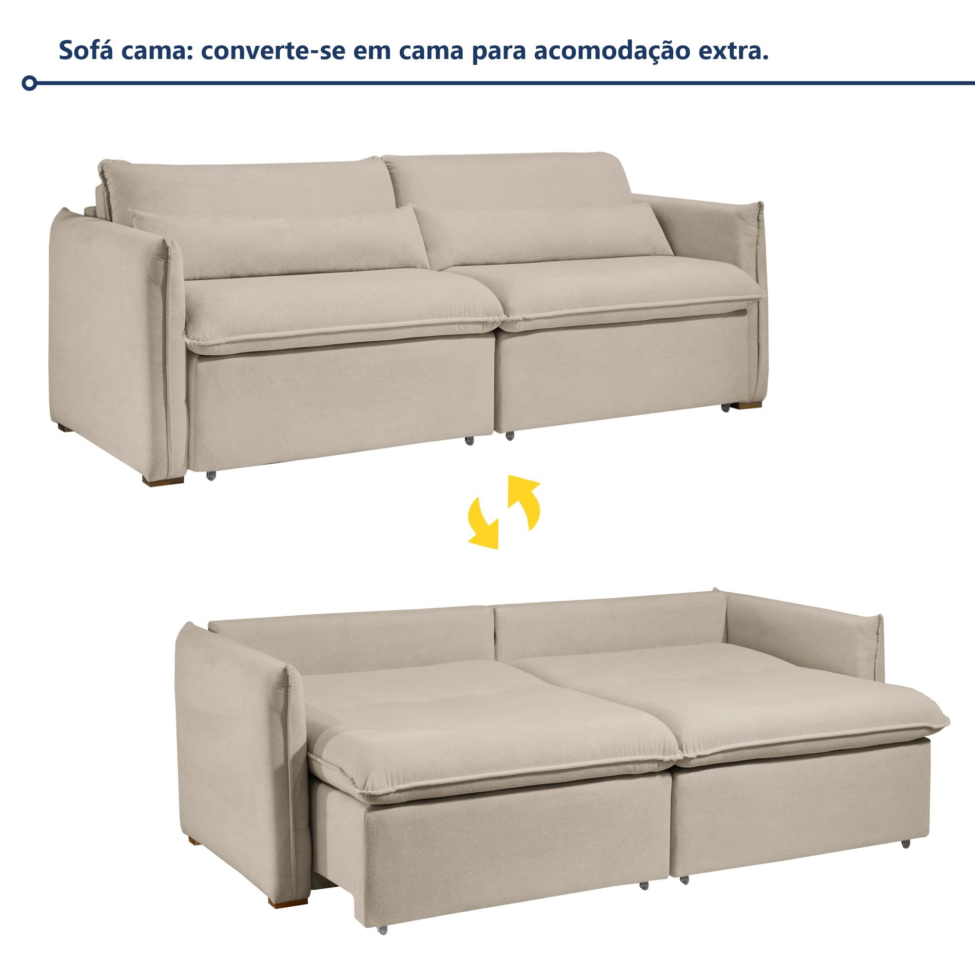 Sofá Cama Retrátil e Reclinável Aurora Boucle  - 2