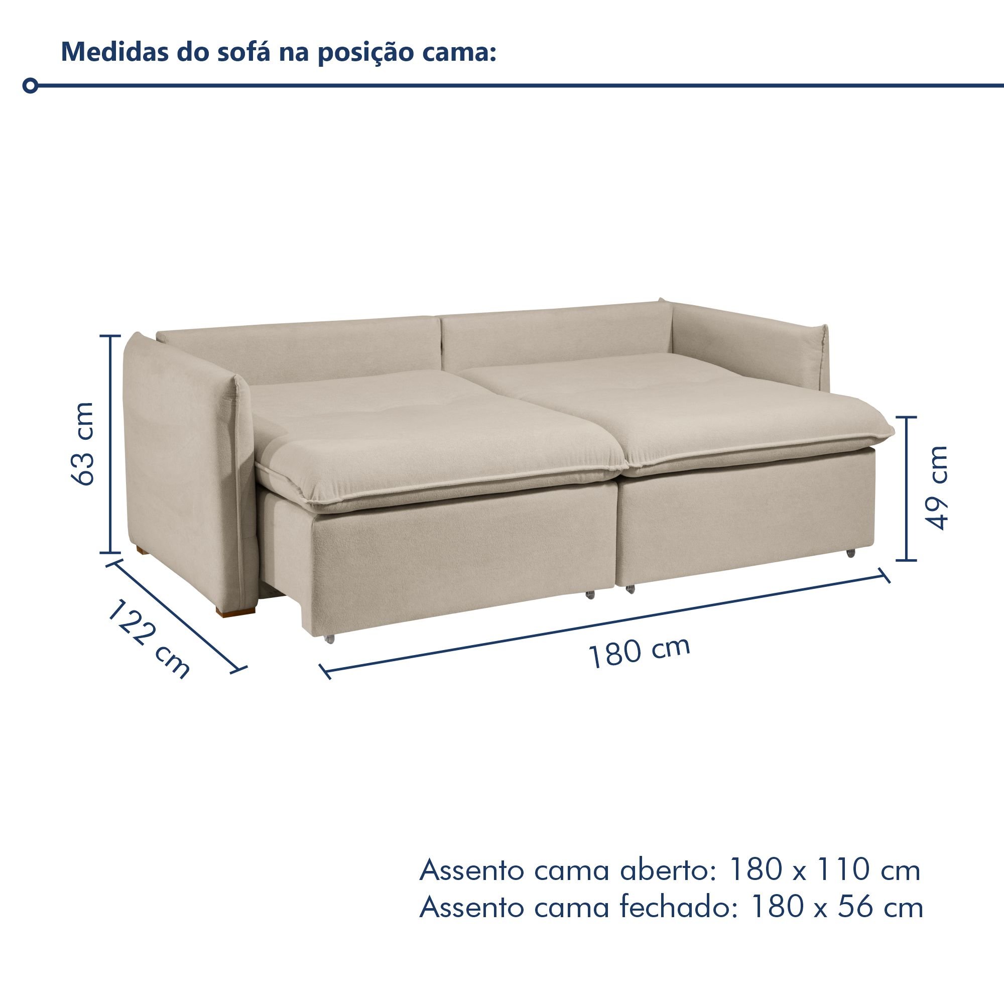 Sofá Cama Retrátil e Reclinável Aurora Boucle  - 10