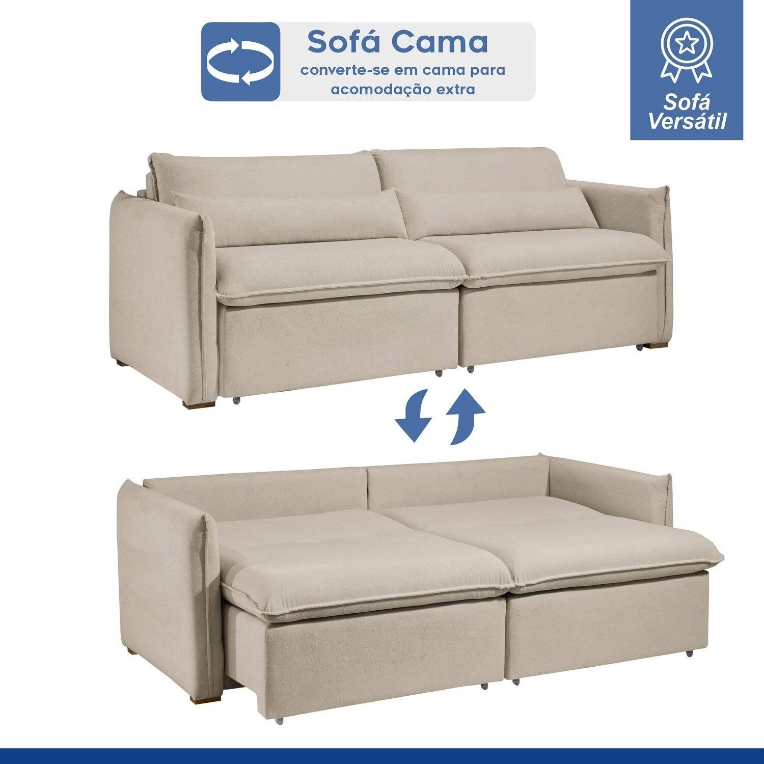 Sofá Cama Retrátil e Reclinável Aurora Boucle  - 10