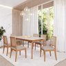 Conjunto Mesa Cimol Ficus 160x80cm com 6 Cadeiras em Madeira e Tecido Linho - Madeira/cinza - 2