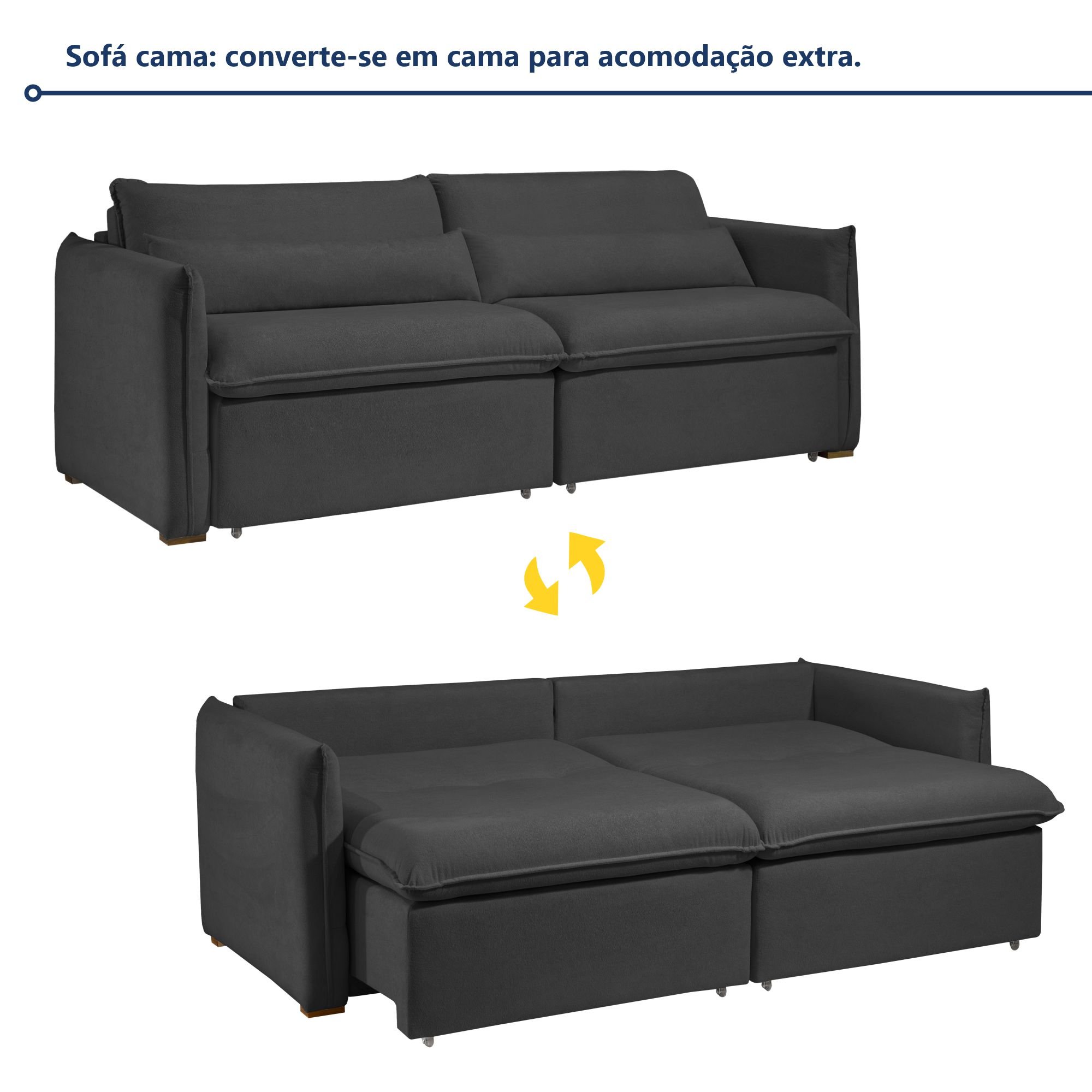 Sofá Cama Retrátil e Reclinável Aurora Boucle  - 2