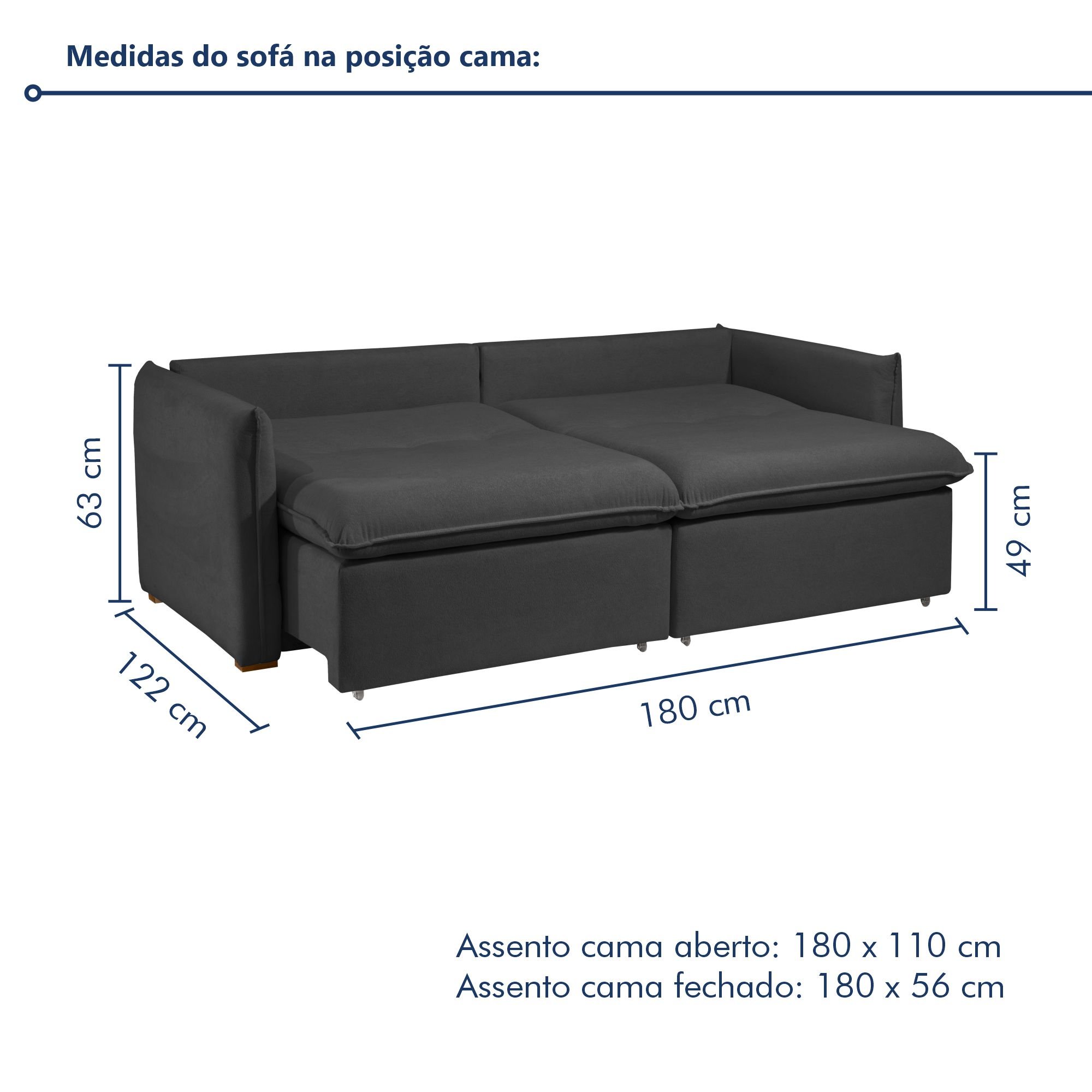 Sofá Cama Retrátil e Reclinável Aurora Boucle  - 10