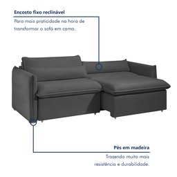Sofá Cama Retrátil e Reclinável Aurora Boucle  - 3