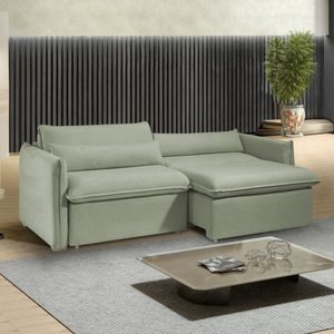Sofá Cama Retrátil e Reclinável Aurora Boucle 