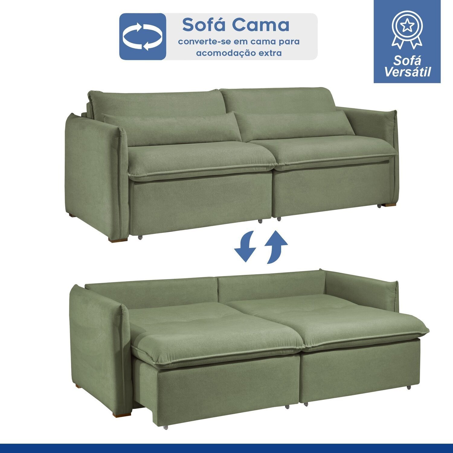 Sofá Cama Retrátil e Reclinável Aurora - 11