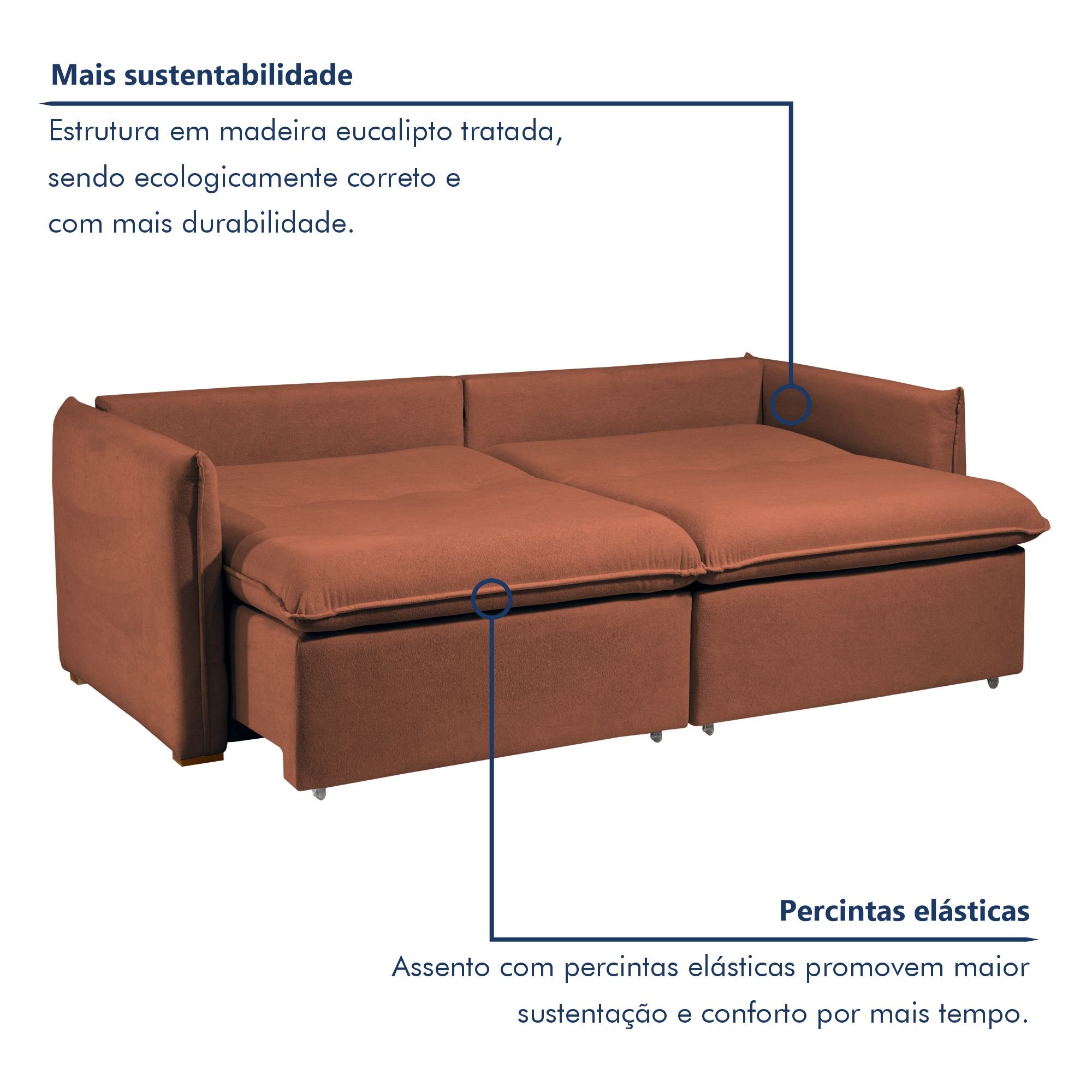 Sofá Cama Retrátil e Reclinável Aurora Boucle  - 5